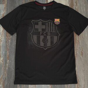 FCB Barcelona Black T-Shirt Mens Medium Performance Gym Active Soccer